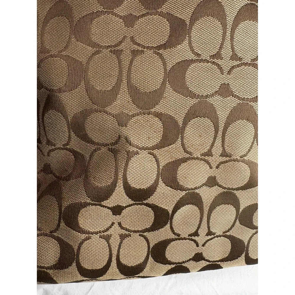 Coach Signature C Monogram Tote Bag Brown Leather Trim Gold Hardware - Picture 12 of 13